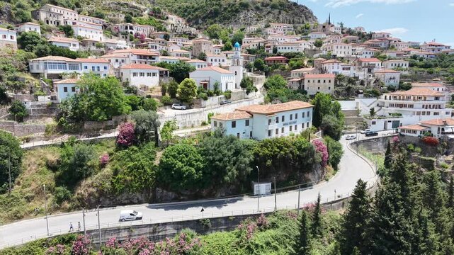 panoramic view of the village of dhermi, himara, albania