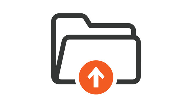 Folder upload icon for digital file management and cloud storage interface design.