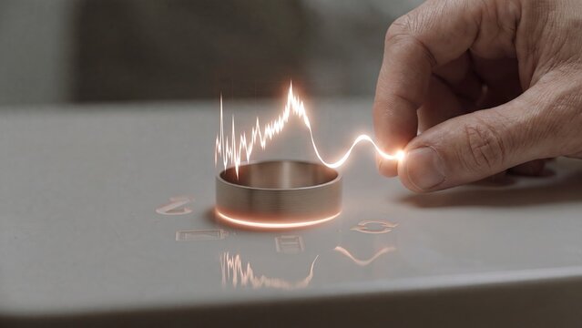 Physiological monitoring and health analysis concept, using smart ring sensor for biometric data tracking, heart rate variability, health diagnostics, wellness technology, bio-metrics