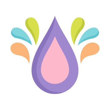 Colorful abstract liquid drop with splashes