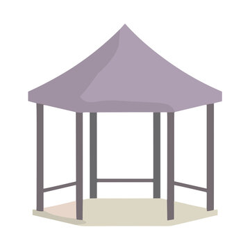 Illustration of a gazebo with a purple roof