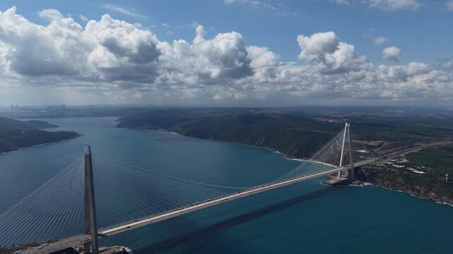 Istanbul Bosphorus Yavuz Sultan Selim Bridge Aerial Skyline View