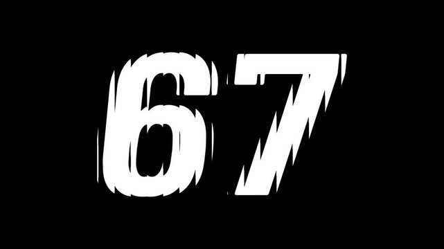 Sliced Glass Effect Number 67 Animation on Black Background Typography Motion Graphic