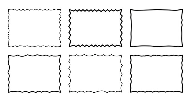 Frames, border, set, collection, rectangle, vector, graphic, hand-drawn-frames, decorative-borders, rectangular-frames, wavy-border-set, jagged-edge-frames, doodle-borders, line-art-frames, sketch-bor