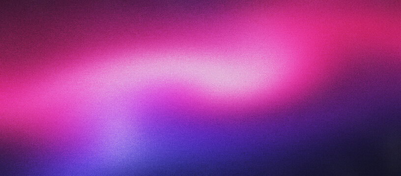 Abstract gradient background with vibrant pink and purple waves. Soft grainy texture on neon light blur. Modern colorful backdrop for digital marketing, social media posts and web banners.