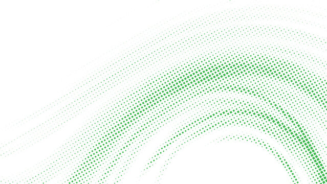 Abstract green halftone dot pattern with flowing diagonal wave and fading particles, modern minimalist geometric background Vector Illustration
