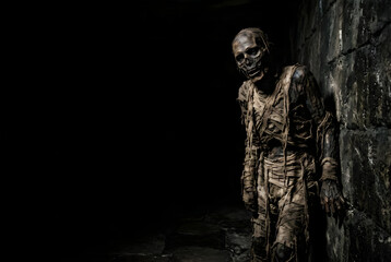 Fototapeta premium Scary Mummy in Dark Ancient Pyramid