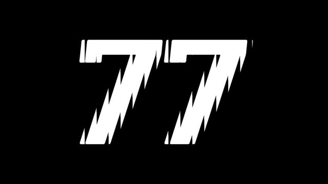 Sliced Glass Effect Number 77 Animation on Black Background Typography Motion Graphic