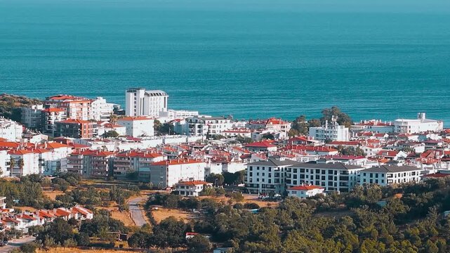 Panoramic View of Sarimsakli Beach and Aegean Sea near Ayvalik