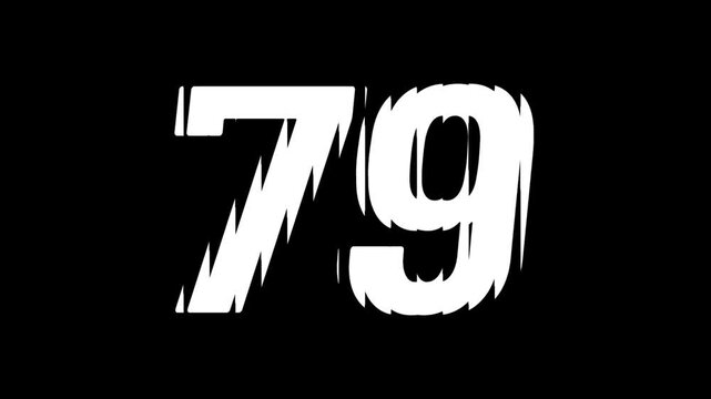 Sliced Glass Effect Number 79 Animation on Black Background Typography Motion Graphic