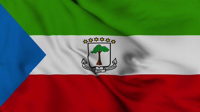 4K animation of the Equatorial Guinean national flag waving in the wind