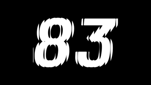 Sliced Glass Effect Number 83 Animation on Black Background Typography Motion Graphic