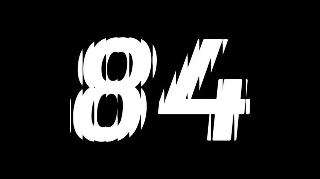 Sliced Glass Effect Number 84 Animation on Black Background Typography Motion Graphic