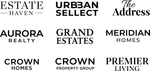 Fototapeta premium Nine real estate company logos