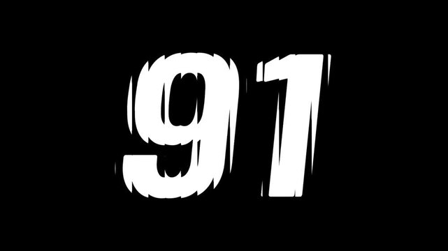 Sliced Glass Effect Number 91 Animation on Black Background Typography Motion Graphic
