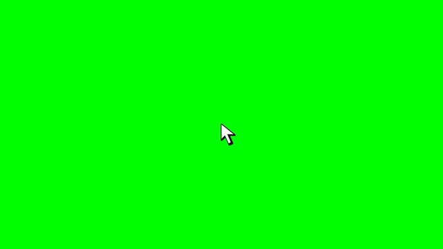 Mouse Cursor Clicking with Animated Radial Loading Dots Isolated on Green Screen Chroma Key Background