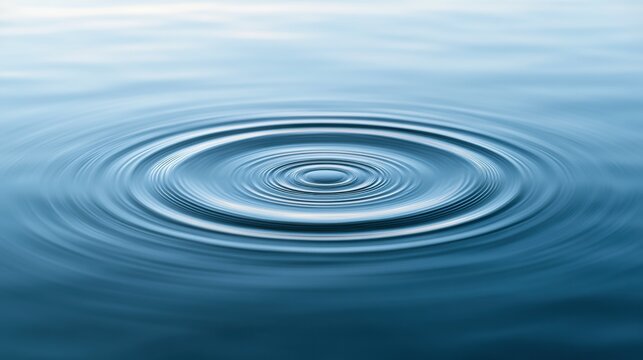 A blue ripple moves outward on the surface of still water. The scene offers a clear area for text or design elements.