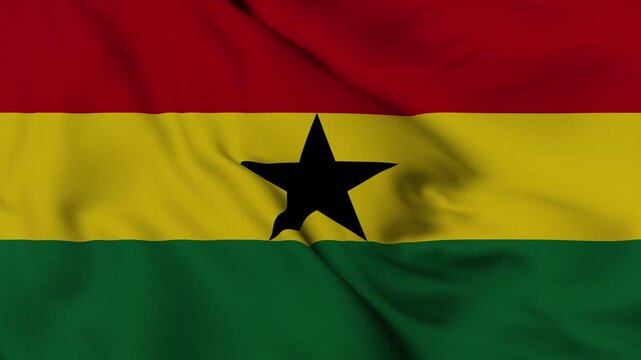 4K animation of the Ghanaian national flag waving in the wind
