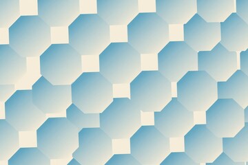 Fototapeta premium Light blue and cream abstract geometric hexagon pattern. This repeating honeycomb gradient creates a modern, dimensional background. Perfect for web design, banners, or graphic elements.