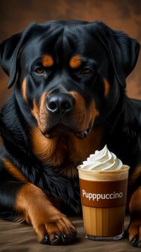Modern pet friendly coffee shop, puppuccino alternative caffeine free drink for dog AI Generative