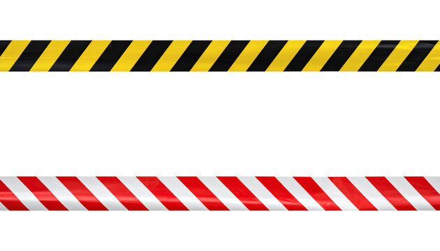 Caution barrier tape stripes in black yellow and red white colors for construction site safety on transparent background