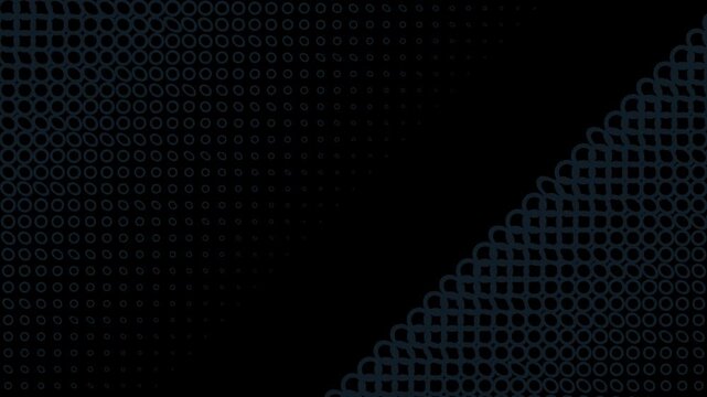 Abstract dark geometric halftone pattern moving background, minimalist digital texture with pulsing circular grid animation