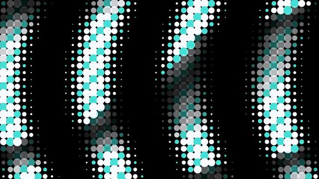 Abstract teal and white halftone wave motion background, dynamic digital dot pattern animation for modern and technology projects