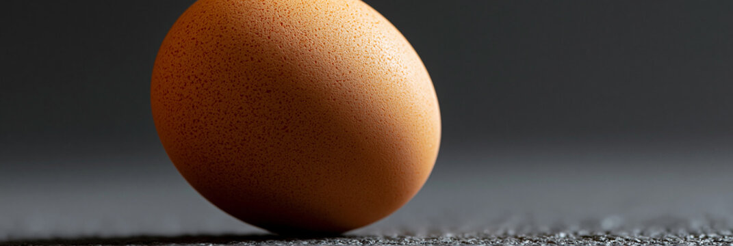 A close-up of a brown egg resting gently on a textured surface.