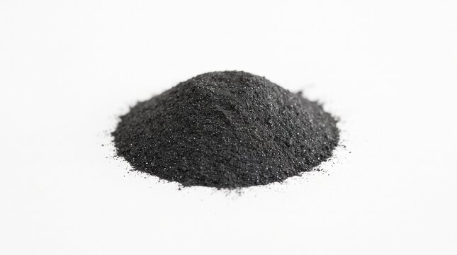 A realistic collection of graphite materials featuring natural graphite ore, graphite-bearing rocks, crushed fragments, graphite flakes, concentrate, fine powder, granules, pellets, blocks, and rods. 