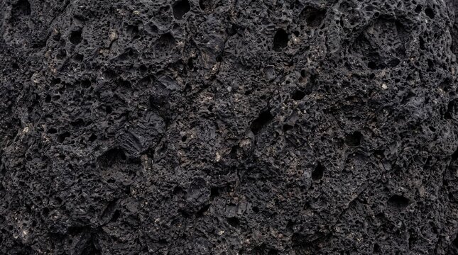 Black Volcanic Lava Rock Stone Texture Background