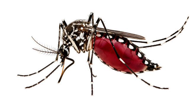 Blood Fed Aedes Aegypti Mosquito Side View