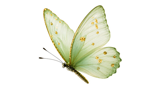 Pale Green Butterfly with Golden Spotted Wings