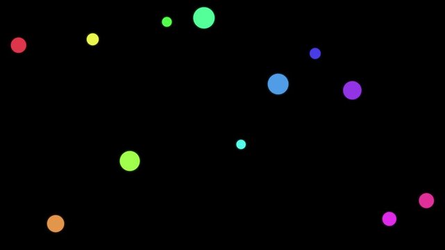 Colorful Confetti Burst: A vibrant explosion of multi-colored circles, resembling confetti, dances against a stark black background, creating a festive and abstract visual spectacle.
