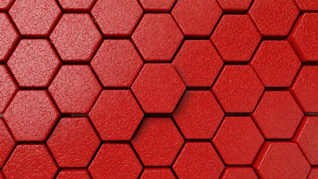 Red polygon mosaic texture with geometric pattern