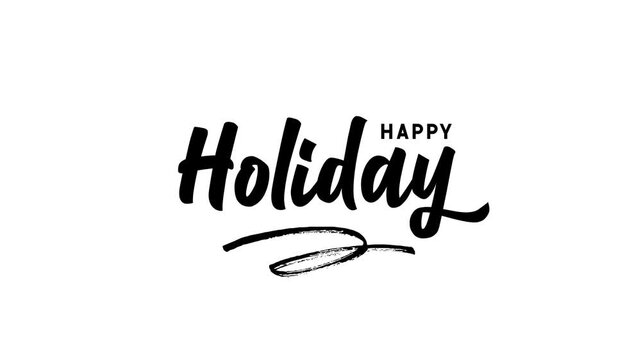 Happy Holidays letter calligraphy Animation with beautiful Handwritten in black color. Suitable for holiday greeting cards, and festive designs. Alpha Channel 4K