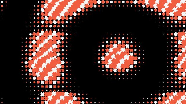 Abstract red and white halftone pattern motion background, with pulsing geometric, circles for digital, and modern visual effects