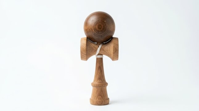 Traditional wooden kendama toy, Japanese skill game with ball and string, handcrafted wood kendama for coordination training and hobby play