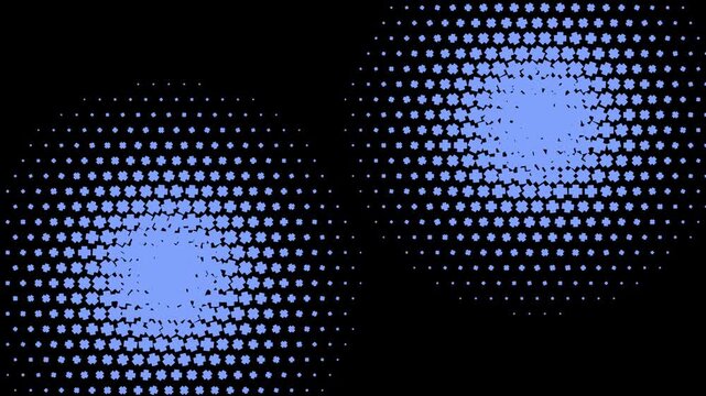 Blue halftone dot pattern animation, abstract geometric motion background, digital pulse effect