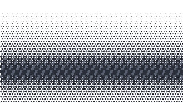 Abstract grey and white circle halftone pattern on a white background, geometric dot matrix gradient, digital pixelated texture for backdrop