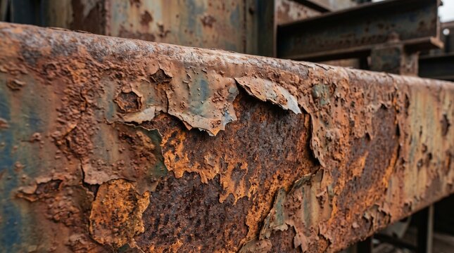 Rusty metal surface with peeling paint and corrosion details