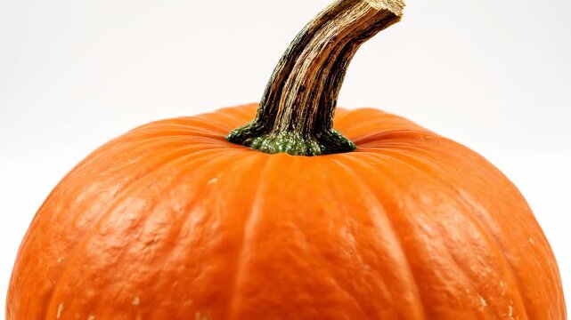 Orange pumpkin rotating on white background