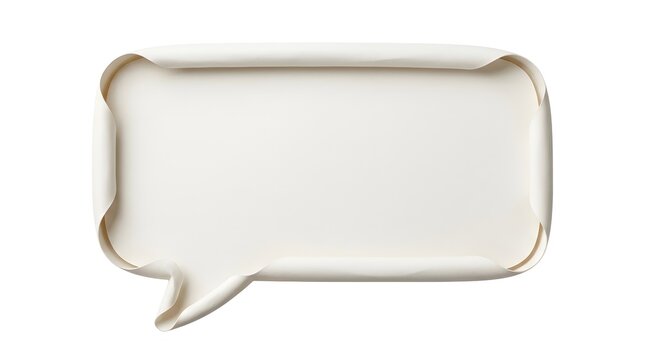 Blank white speech bubble shaped paper cutout with curled edges isolated on white background chat bubble dialogue box message icon