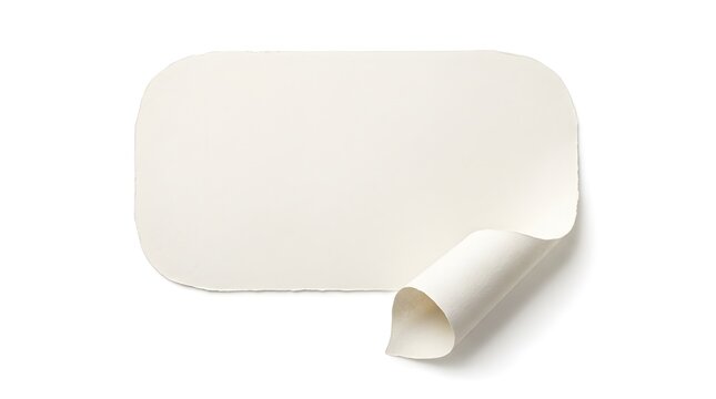 Blank white rectangle paper sheet with a curled corner isolated on a white background peeled corner paper curl rectangle note memo pad