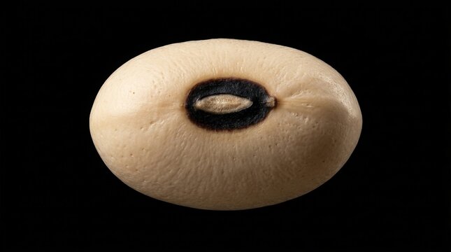 Single black eyed bean isolated on a dark background with clipping path