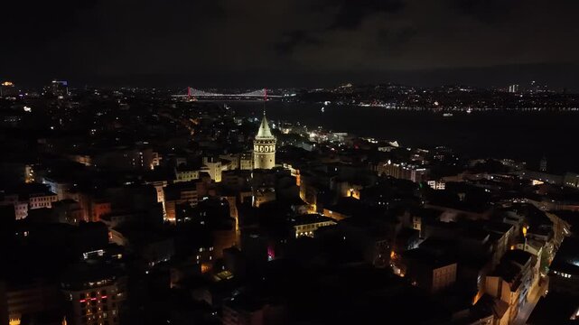 Galata Tower and Karakoy aerial view
