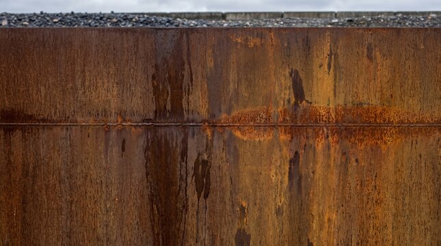 Corten steel weathering to a stable rust orange bloom