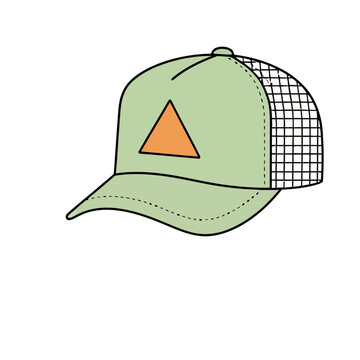 Green trucker hat with orange triangle logo