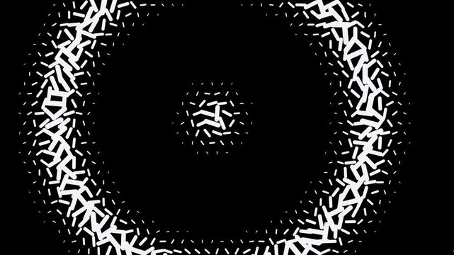 Abstract halftone circle pattern motion background, with pulsing geometric, lines