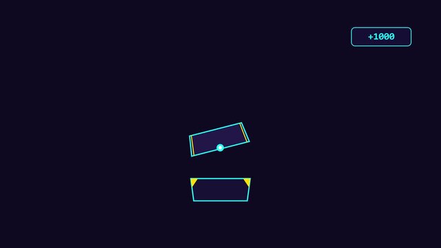 Arcade video game screen showing gold coins popping from a glowing box