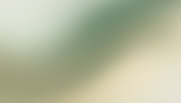 Minimalist abstract panoramic pastel background with soft sage green, luminous cream and warm sandy beige glowing diagonal gradient transitions with grainy texture